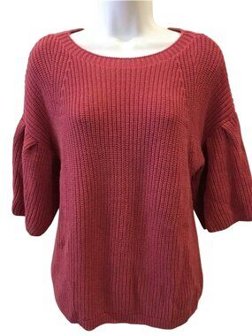 Loft Pink Rose Sweater 3/4 Sleeve Size Small